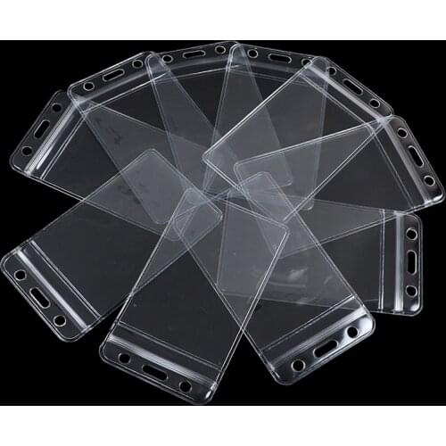 10Pcs/lot Vertical Transparent Vinyl Plastic Clears ID Card Bag Case Badge Holder Accessories 117mm X 67mm