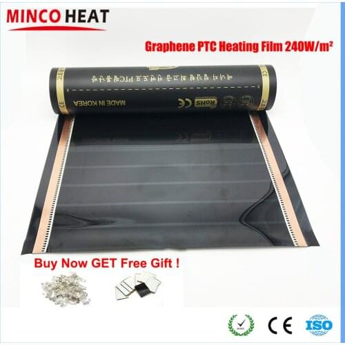 30/50/100m2 High Glass Graphene PTC Heating Film Korea Energy Saving Infrared Electric Warm Floor Film