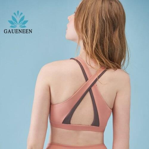 GAUENEEN Back Cross Hollow Out Sports Bra Gym Fitness Bralette Underwear Sportswear Stretchy Soft Tops for Girls Yoga Active Bra