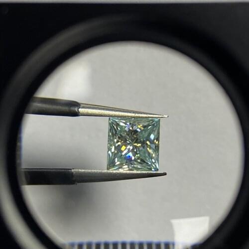Light Sky Blue Color 6mm Square Shape Princess Cut Synthetic GRA Moissanite Gemstone for Luxury Jewelry