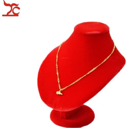 Jewelry Display Stand Wood Props Red Velvet Bust Necklace Mannequin Pendant Forms Portrait Holder Rack Shelf