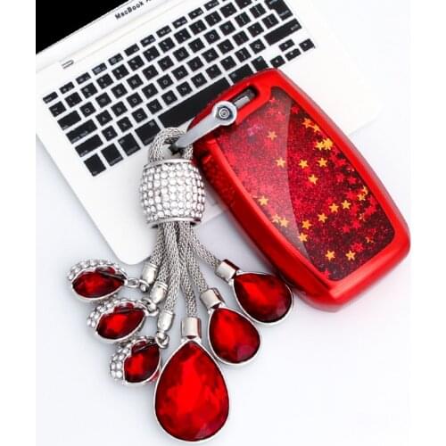 Funny Quicksand Soft TPU Key Case Cover Shell For Kia Ceed Rio Sportage R K3 K4 K5 Ceed Sorento Cerato Optima Crystal chain