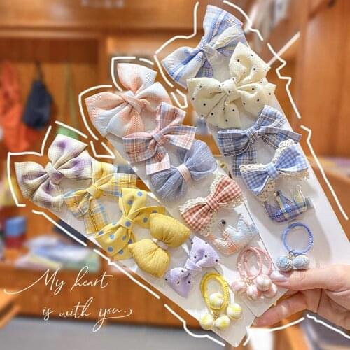 2021 Bow Collections Girls Hair Clips Accessories 7/8pcs/Set Boutique Hairpins Kids Barrettes Headdress