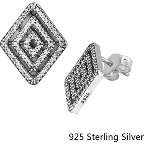 CKK 925 Sterling Silver Geometric Lines Stud Earrings For Women Original Fashion Jewelry Anniversary Gift