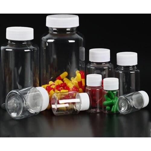 100Pcs 15/20/30/50ml Plastic PET Empty Clear Seal Bottles Medicine Pill Vial Container Reagent Packing Bottle