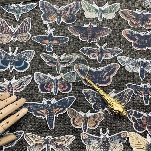 25pcs / bag Vintage Moth Sticker DIY Scrapbooking journal Album Diary Mobile Happy Plan Decoration Sticker