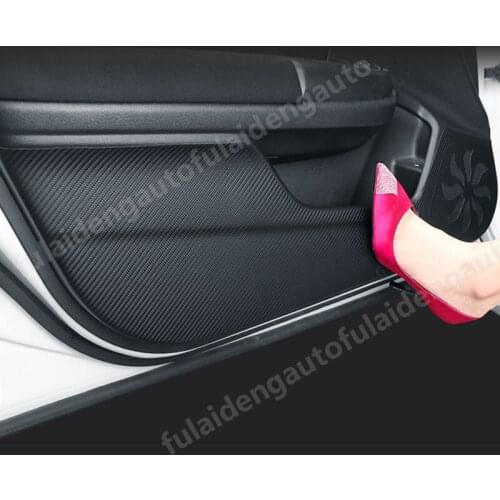 4pcs For Mazda 6 M6 Atenza 2017-2018 New Carbon fiber leather Door Anti Kick Pad Protective Trim cover Car Styling