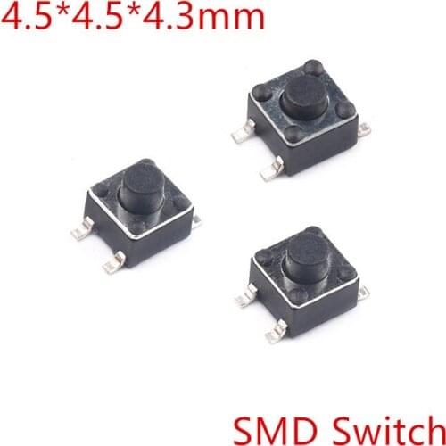 1000pcs 4.5×4.5×4.3mm Tact Switch Push Button Switch 12V Copper 4PIN SMD Micro Switch For TV/Toys/home use Button Switch