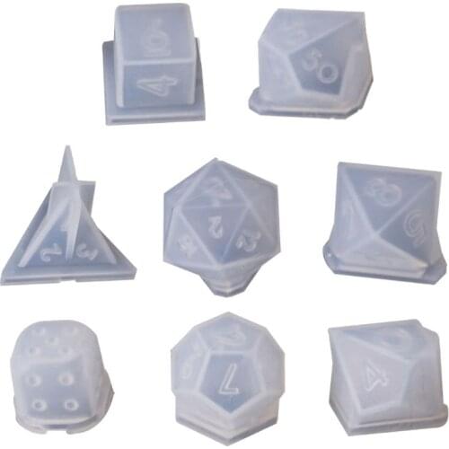 8 Shapes DIY Playing Dice Mold Faceted Cube Round Dice Mold Crystal Resin Mold Kit Dice Digital Game Dice Silicone Mould