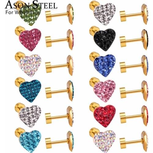 ASONSTEEL Elegant Heart Jewelry Earrings Silver Color Stud Earrings Stainless Steel Earrings for Women /Girl Gift