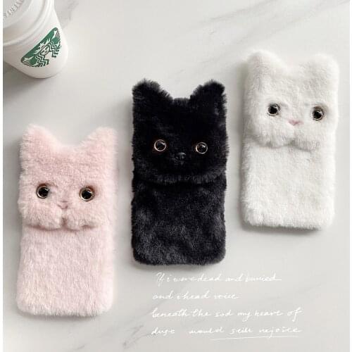 Winter Warm Plush Phone Case for Xiaomi Redmi 10X 4A 4X 5 Plus 5A 6 Pro 6A 7 7A 8 8A 9 Cat Furry fluffy Fur Soft Silicone Cover