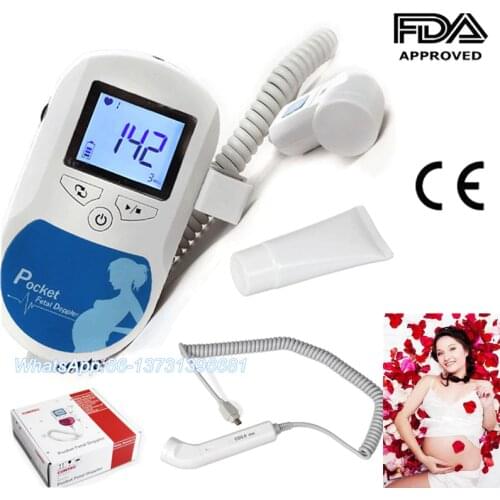 Prenatal Fetal Doppler Heart Rate Monitor 3M Probe Gel Battery Blue Color China/USA Shipping CONTEC Newest