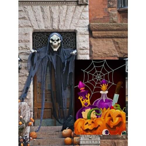 Halloween Pumpkin Horrible Skeleton Garden Flag Funny Pattern Flag Household Festival Party DIY Decoration Home Decoretion