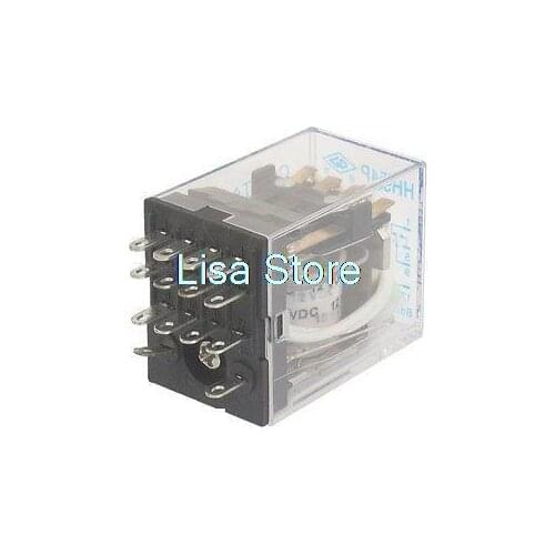 HH54P DC 12V Coil 4PDT Green LED Indicator Electromagnetic Power Relay 14 Pin