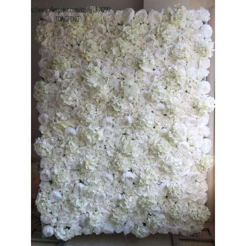 Artificial silk rose peony hydrangea 3D flower wall wedding backdrop decoration flowe runner wedding Ivory 8pcs/lot TONGFENG