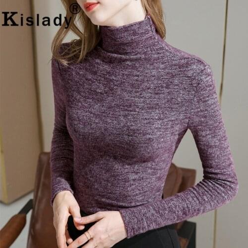 Kislady Winter Sexy OL Turtleneck Patchwork Shirt Korean High Street Vintage Women Clothes Long Sleeve Slim Charming Tops Shirt
