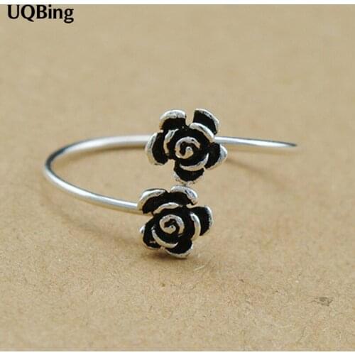 New Arrivals 925 Sterling Silver Rings Vintage Rose Flower Ring For Girl Women Rings Gift Jewelry
