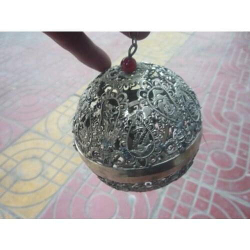 Collectable Old Qing Dynasty Silver Dragon Incense Stove\Censer, sphere ,Crafted exquisite,free shipping