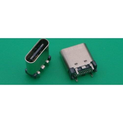 50 pcs USB 3.1 Type C Connector 24 Pin Female Socket receptacle Surface Mount Straight Vertical PCB SMT Board Guide 9.3mm Height