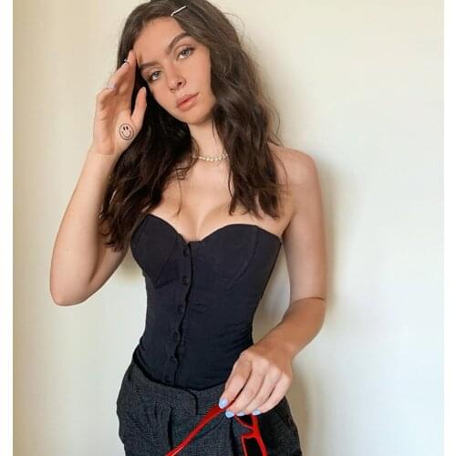 Summer Sleeveless Corset Sexy Close-Fitting Tube Tops Women Tanks Tops Sexy Black Cloything