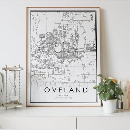 LOVELAND Colorado CO USA city map Nordic Living Room Decoration Canvas Poster Modern Home Decor Art Print Painting