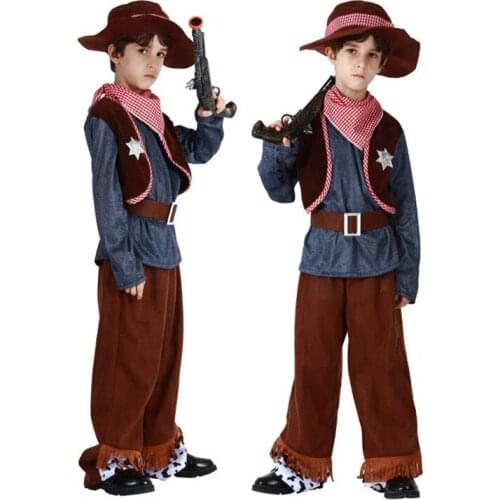 Halloween Cosplay Costume Western Cowboy Uniforms Birthday Party Cosplay Costumes Children Kid Cosplay Costumes