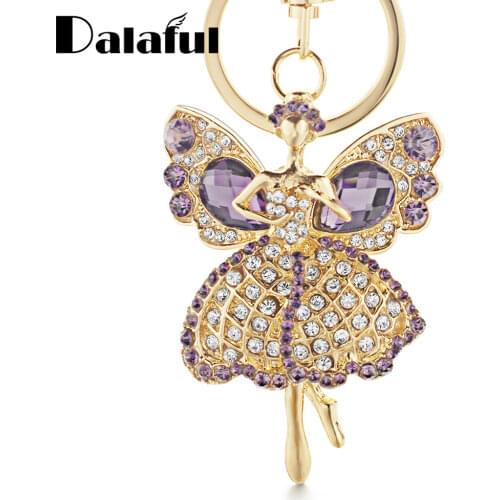 Lovely Lucky Angel Wings Elves Crystal Keyrings Key Chains Holder Women Gift Fashion Novelty Keychains K244 New