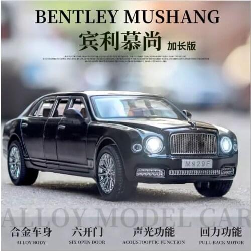 Simulation 1:24 Bentley mousse extended version with sound and light open door childrens toy alloy car model