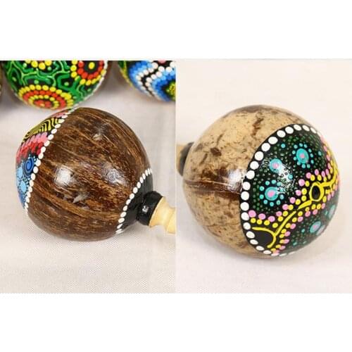 Coconut Shell Sand Hammer Shaker Gourd Kashaka Indonesia Shaker Rattle Percussion Musical Instrument Toy 54DE