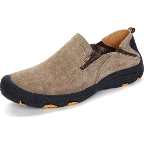 New Mens Suede Leather Flat Shoes Mens Large Size Outdoor Running Shoes Autumn And Winter Plus Velvet Warm Casual Sports Shoes