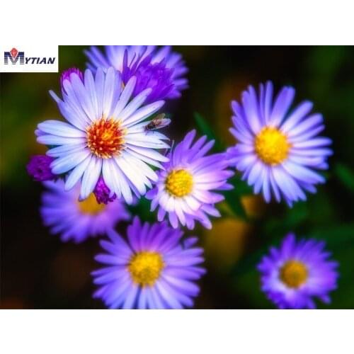 MYTIAN 5D DIY Painting Purple Chrysant Crystal Embroidery Full Diamond Cross Stitch Needlework Mosaic Painting Decor Gift