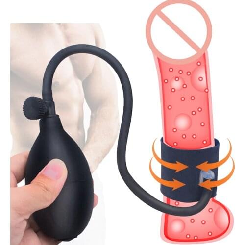 Inflatable Pump Penis Delayed Ejaculation Erection Trainer Sex Toys for Men Penis Ring Male Masturbator Pumps 18 Sex Products