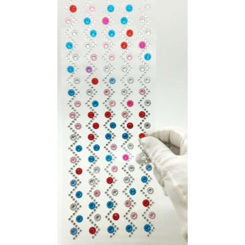 Flower Clear Rhinestone Sticker Round Flatback Acrylic Stickers Self-Adhesive Paste DIY Nail Art Phone Case Decoration