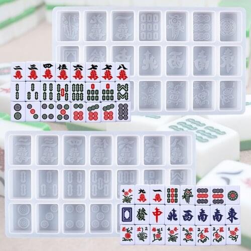 New DIY Crystal Epoxy Mold Making Mahjong Machine Large Character 42 Mahjong Silicone Mold Wholesale Drop Shipping