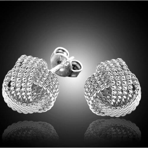 Solid Fashion Jewelry Mesh Ball Stud Earrings Knot Earrings Jewelry Gift for Women Girl FS99