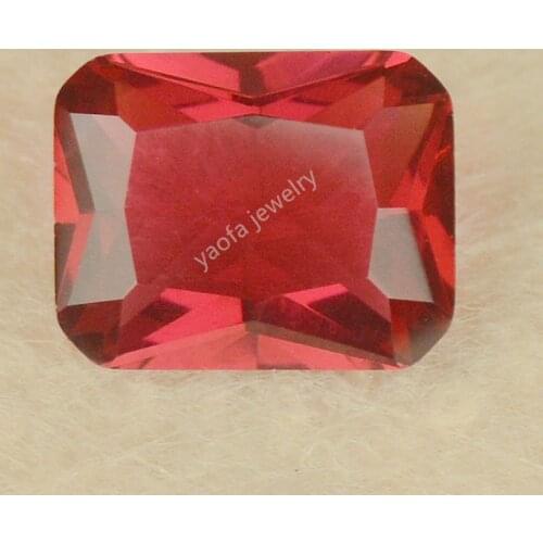 Wholesale 3x5~13x18mm 3# Light Rose Red Garnet Color Lab Gems Baguette Octangle Shape Loose Synthetic Glass Stone For Jewelry