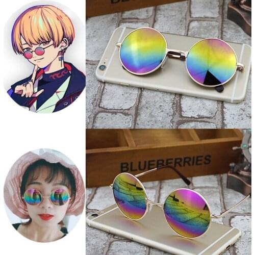 Paradox Live BAE Tsubame Natsujun Cosplay Retro Round Plastic Glasses Lens Sunglasses Eyewear Frame Glasses Costume Accessory