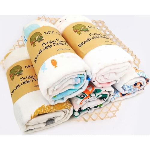 Muslin 100% Cotton Baby Swaddles Soft Newborn Blankets Bath Gauze Infant Wrap Sleepsack Stroller Cover Play Mat Have Packaging
