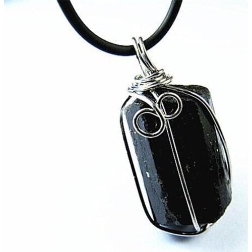 Natural black tourmaline stone pendant, black tourmaline crystal irregular gravel, crystal pendant, household decoration