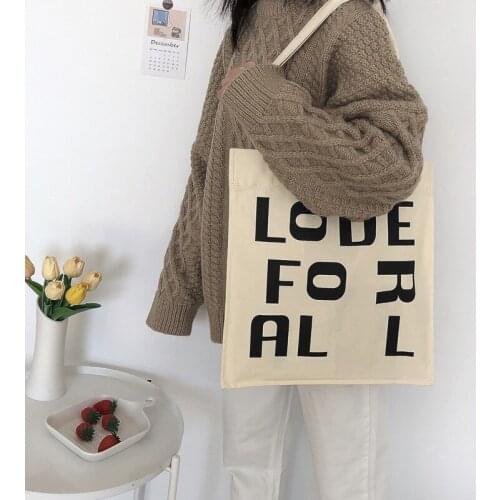 Casual Canvas Bag For Women New 2021 Large-capacity Shopper Bag Ladies Hand Bags Letter Print Shoulder Bag Women Bolsa Feminina