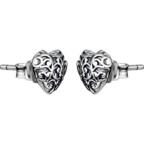 Regal Hearts Stud Earrings 100% 925 Sterling Silver Jewelry Free Shipping