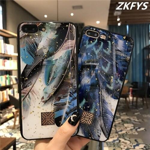 Luxury Gold Foil Feather Glitter Case For iPhone 12 11 Pro XS Max XR X Soft TPU Back Cover For iPhone 7 8 6 6s Plus Bling Case