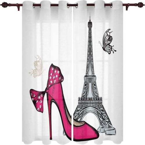 Living Room Curtains High Heels Eiffel Tower Modern Home Decor Bathroom Kitchen Bedroom Balcony Floor Valance Curtains