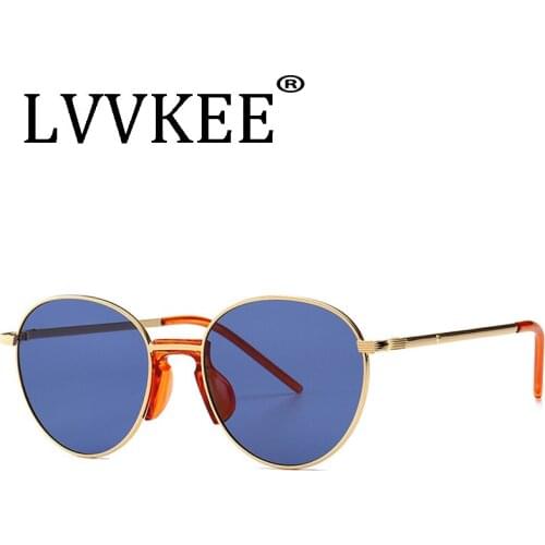 New Luxury brand high quality women Sunglasses men driving Small frame Round glasses oculos blue Retro male G15 Gradient lens