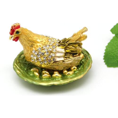 Special Offer Animal Trinket Box Chicken with Egg Metal Crafts Tabletop Home Decorative Box Gifts Home Decor Figurine Ornament