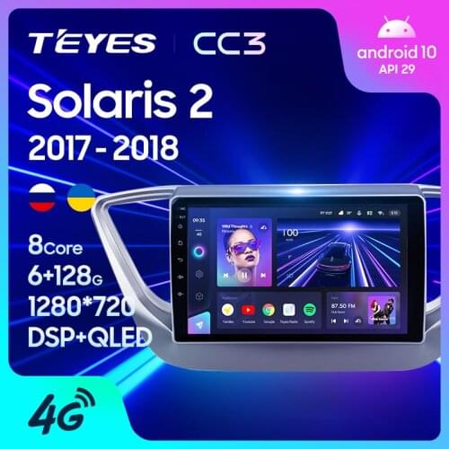 TEYES CC3 For Hyundai Solaris 2 2017 - 2018 Car Radio Multimedia Video Player Navigation stereo GPS Android 10 No 2din 2 din DVD