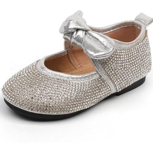 LOVIRS Girls 2019 New Dance Shoes Glitter Rhinetone Hook&Loop Wedding Dress Shoes For Girls