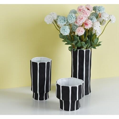 Modern Black and White Flower Vase S Hand Painted Ceramic Vase Filler Decorative Pot Table Ornament Nordic Home Living Room Deco