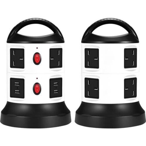 Vertical Power Strip Multiple Socket 4 USB Port 2 Layer Home Electrical Smart Power Socket Vertical Multi-socket US EU UK Plug
