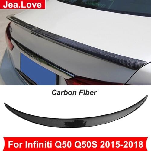 NA Type Real Carbon Fiber Rear Trunk Wing Spoiler Back Tail Spoiler Car External Styling Parts For Infiniti Q50 Q50S 2015-2018